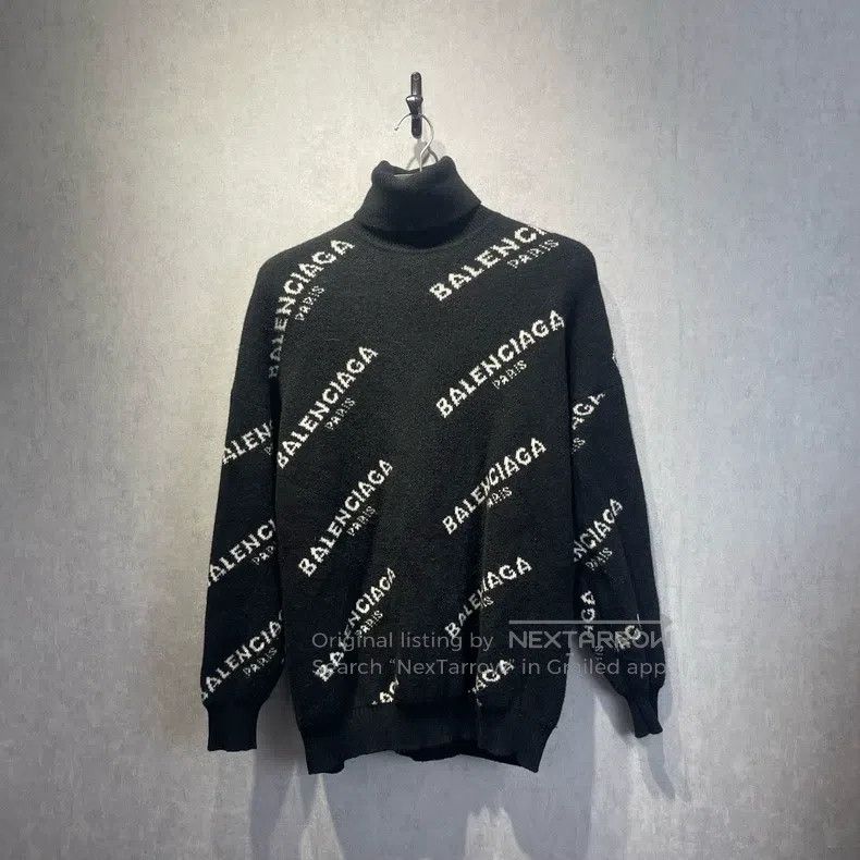 Balenciaga Balenciaga Logo Barrage High Neck Sweater Size XXS / US 00 / IT 34 - 1 Thumbnail
