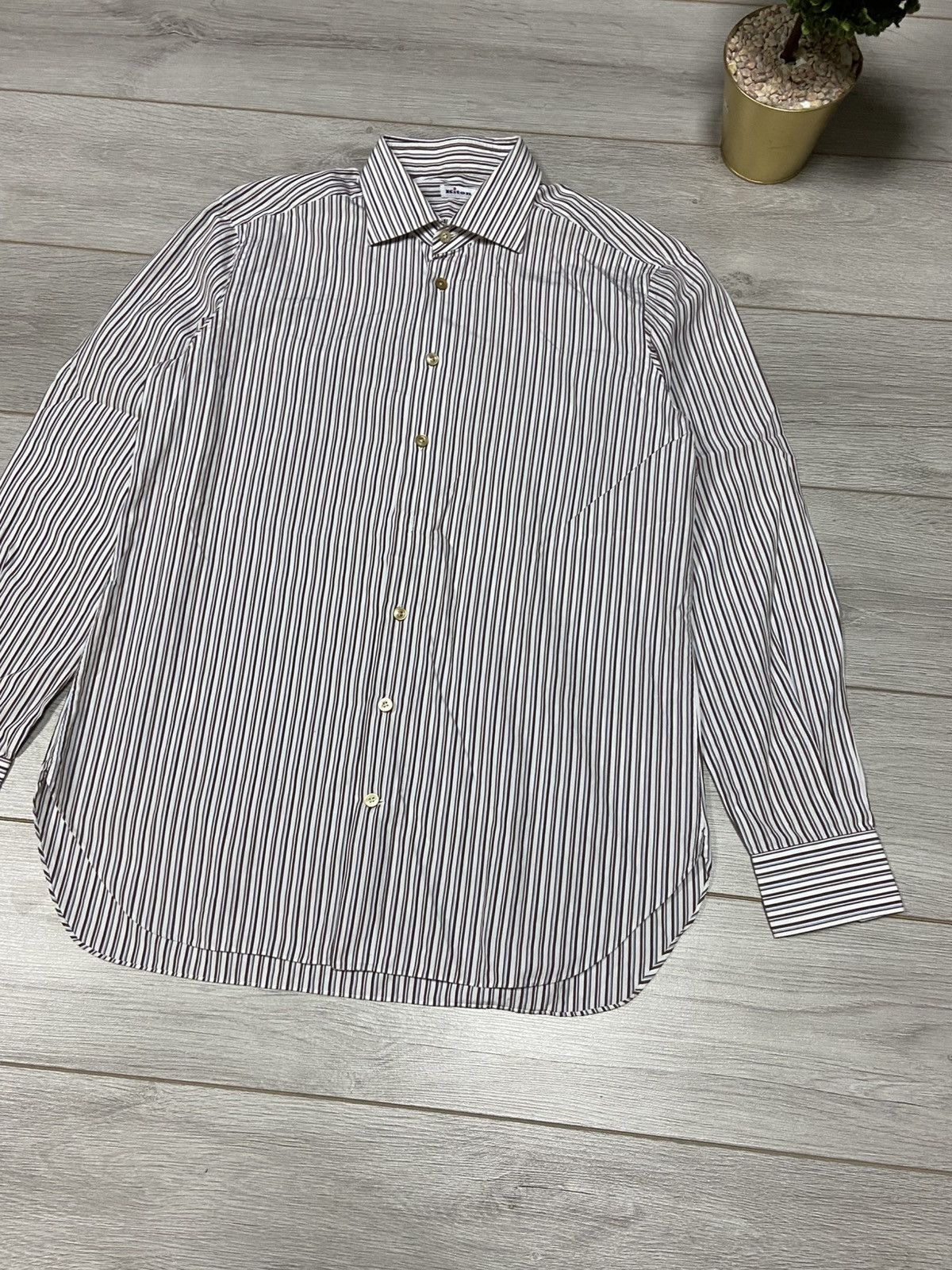 Kiton Vintage Kiton Striped Shirt Button Up Italy Size US XL / EU 56 / 4 - 2 Thumbnail