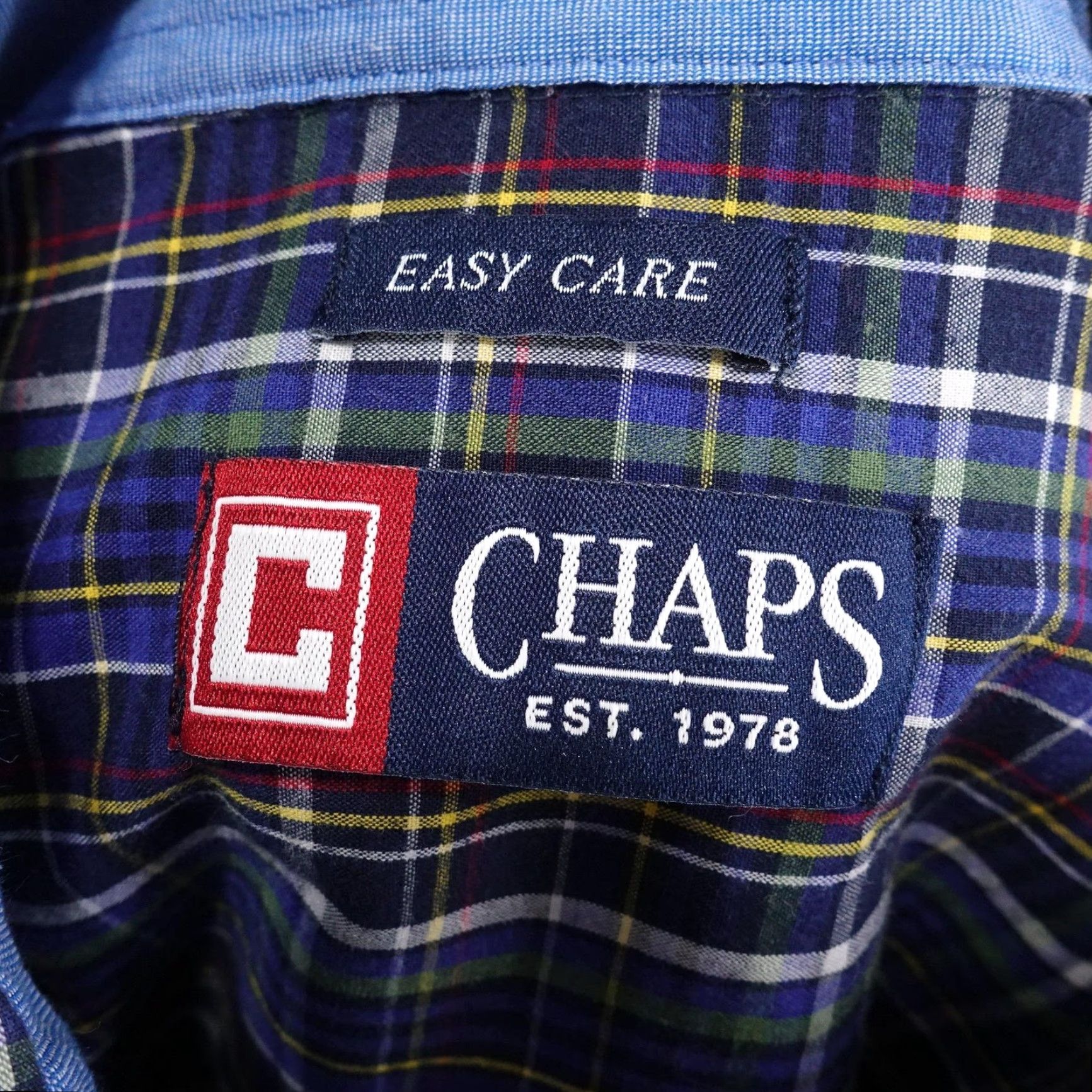 Chaps Chaps Shirt Mens XL Blue Plaid Long Sleeve Button Down Easy Care Woven Cotton Polyester Casual Size US XL / EU 56 / 4 - 7 Thumbnail