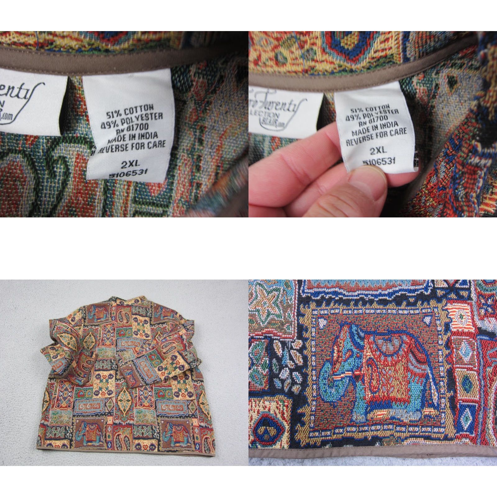 Vintage VINTAGE Two Twenty Jacket Womens 2XL Brown Tapestry Southwestern Boho 90s Jacket Womens 2XL Brown Tapestry Southwestern Boho 90s Size XXL / US 16-18 / IT 52-54 - 8 Thumbnail
