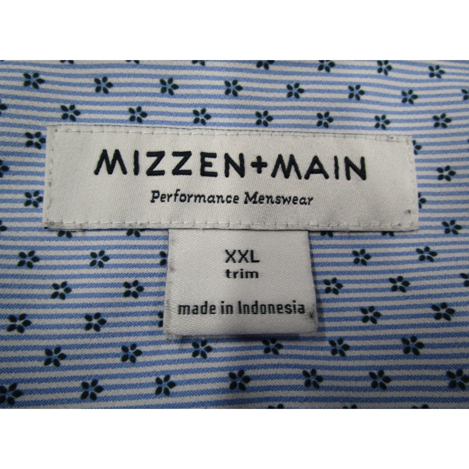 Mizzen+Main Mizzen+Main Shirt Mens 2XL Blue Striped Print Dress Shirt Slim Fit Performance Stretch Button Front Casual/Semi-Formal Menswear Size 48R - 3 Thumbnail