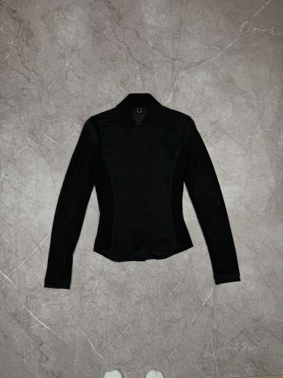 Jean Paul Gaultier Vintage Save The Queen! Mesh & Lace Gothic Ruffle Blouse Size S / US 4 / IT 40 - 4 Thumbnail