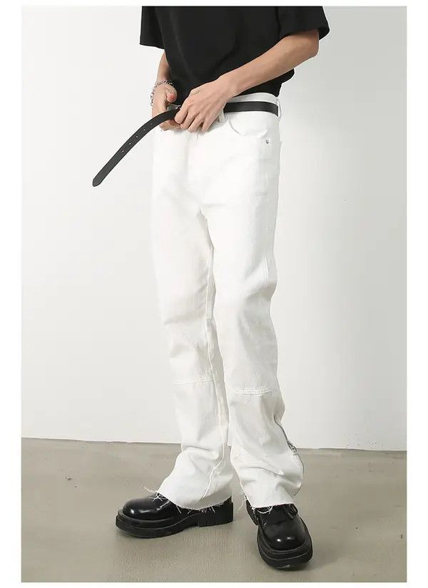 Japanese Brand Men's loose straight raw edge casual flared jeans Size US 32 / EU 48 - 3 Thumbnail