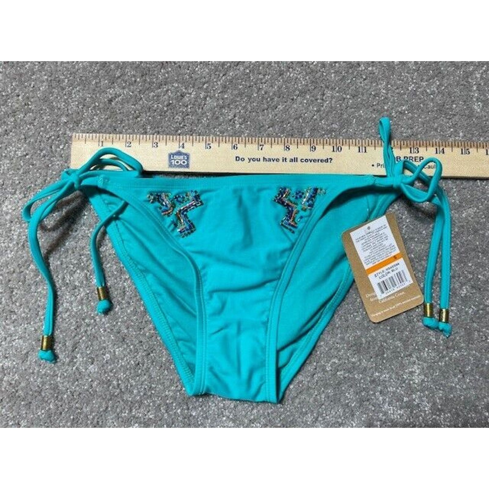 Other Hobie Swim Bikini Bottom Womens S Beaded Tie Side Lined Blue Size S / US 4 / IT 40 - 4 Thumbnail