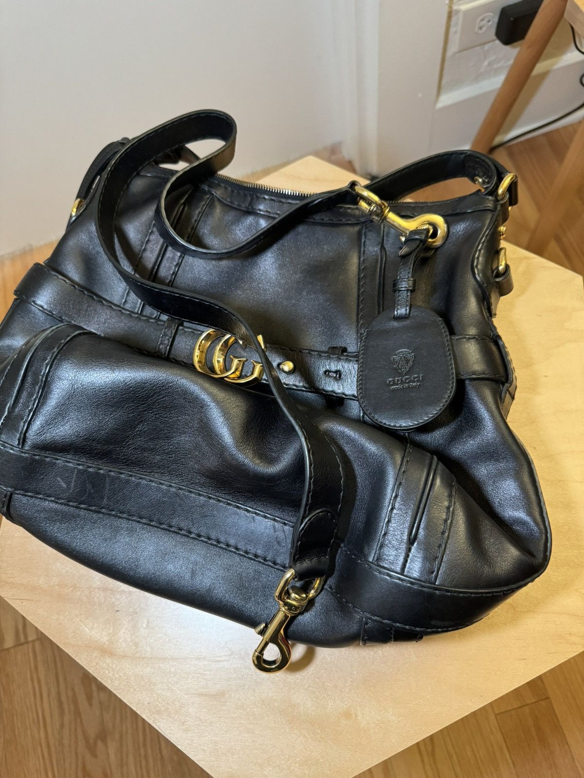 Gucci GUCCI Black Leather GG Running Medium Double G Hobo Bag Size ONE SIZE - 14 Thumbnail