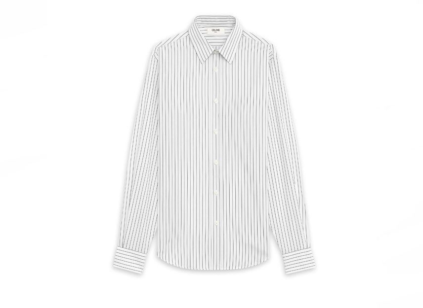 Celine Classic Shirt / Striped Poplin "White/Black" Size US XL / EU 56 / 4 - 1 Preview
