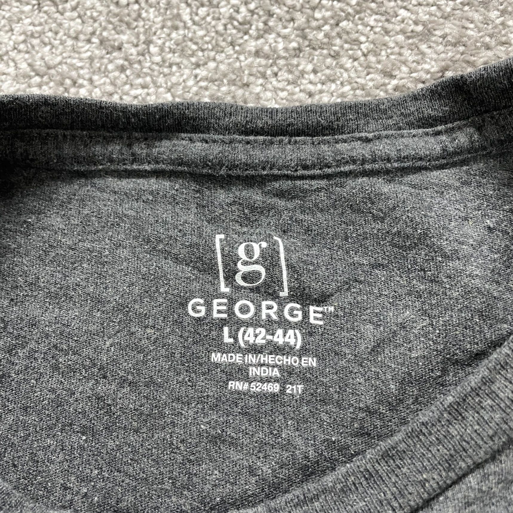 George George Casual Crew Neck T-Shirt Mens Large Gray Long Sleeve Cotton Regular Fit Size US L / EU 52-54 / 3 - 4 Thumbnail