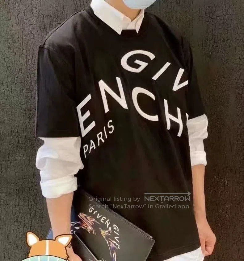 Givenchy Givenchy Letter Embroidered Black Short Sleeve Size US M / EU 48-50 / 2 - 5 Thumbnail