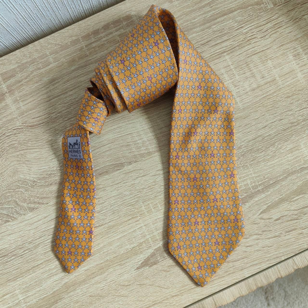Hermes Hermes Paris Silk Tie 5056 PA Geomtry Orange Size ONE SIZE - 2 Thumbnail