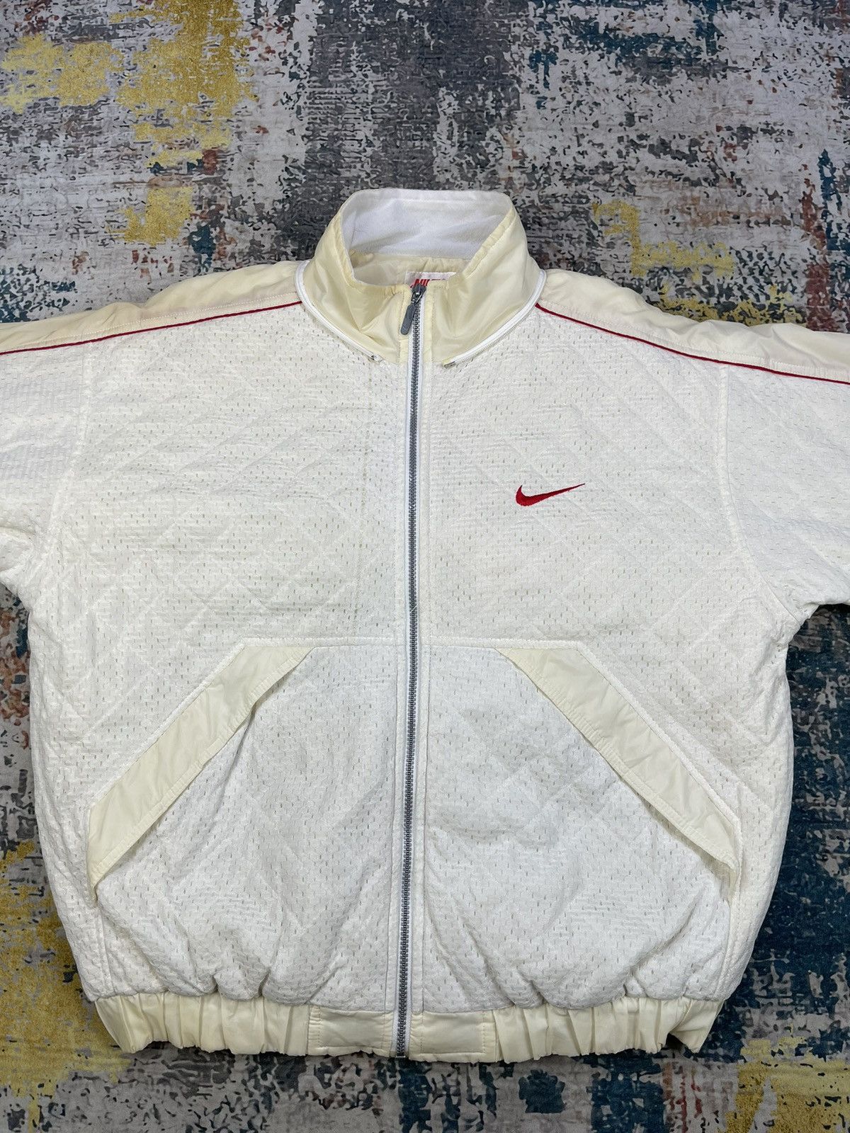 Nike Vtg 90s Nike Big Swoosh White Mesh Redline Size US XL / EU 56 / 4 - 8 Thumbnail