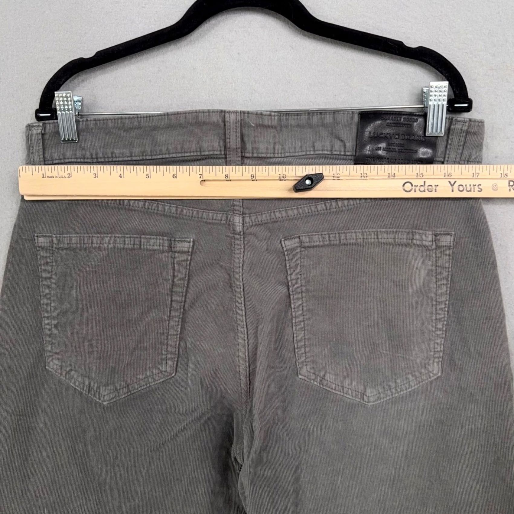 Lucky Brand Lucky Brand 121 Slim Men Grey Corduroy Pants 33x32 Chino Casual Modern Aesthetic Mens Size US 33 - 7 Thumbnail
