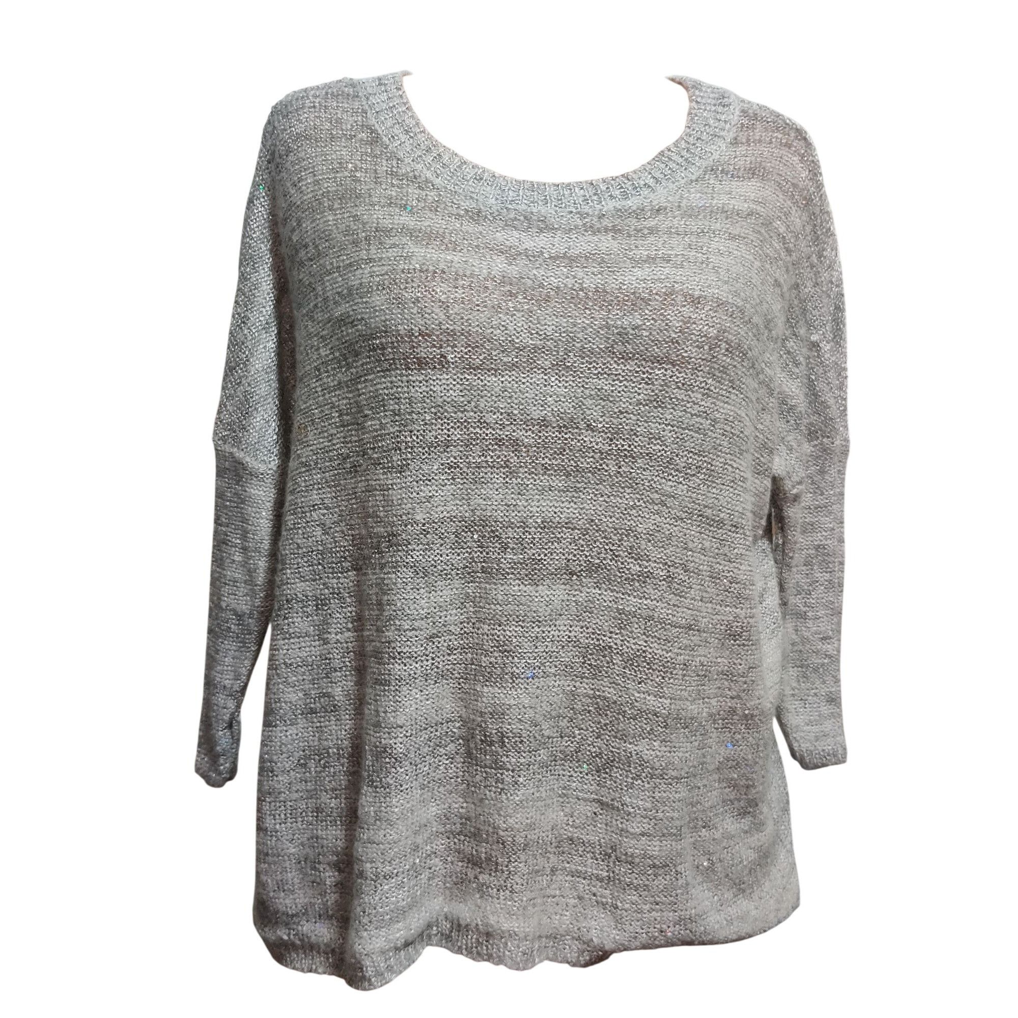 Other ANA XL Womens Sweater Silver Gray Knit Holographic Sequin Sc Size XL / US 12-14 / IT 48-50 - 1 Thumbnail