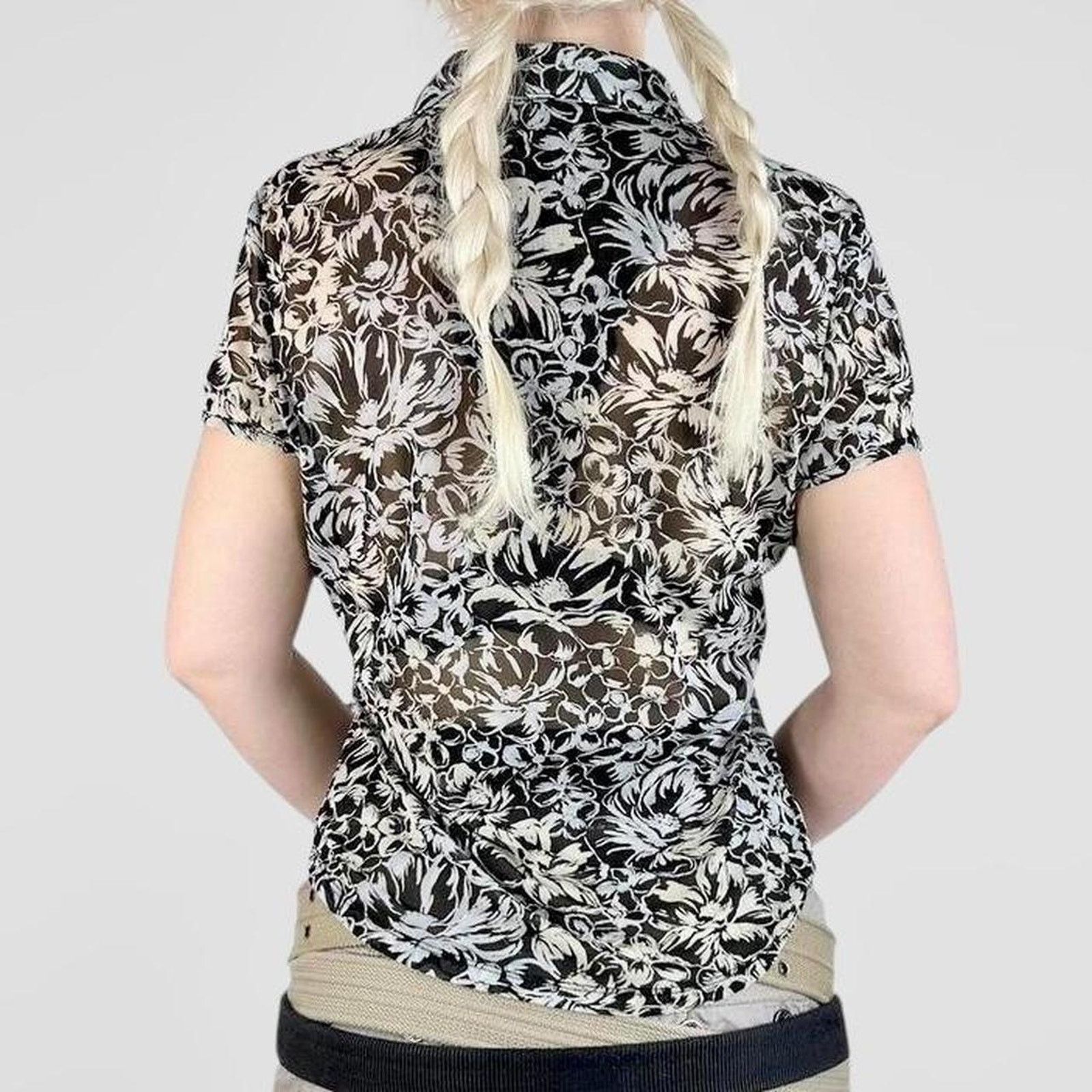 Other gray and black mesh sheer floral top Size M / US 6-8 / IT 42-44 - 5 Thumbnail
