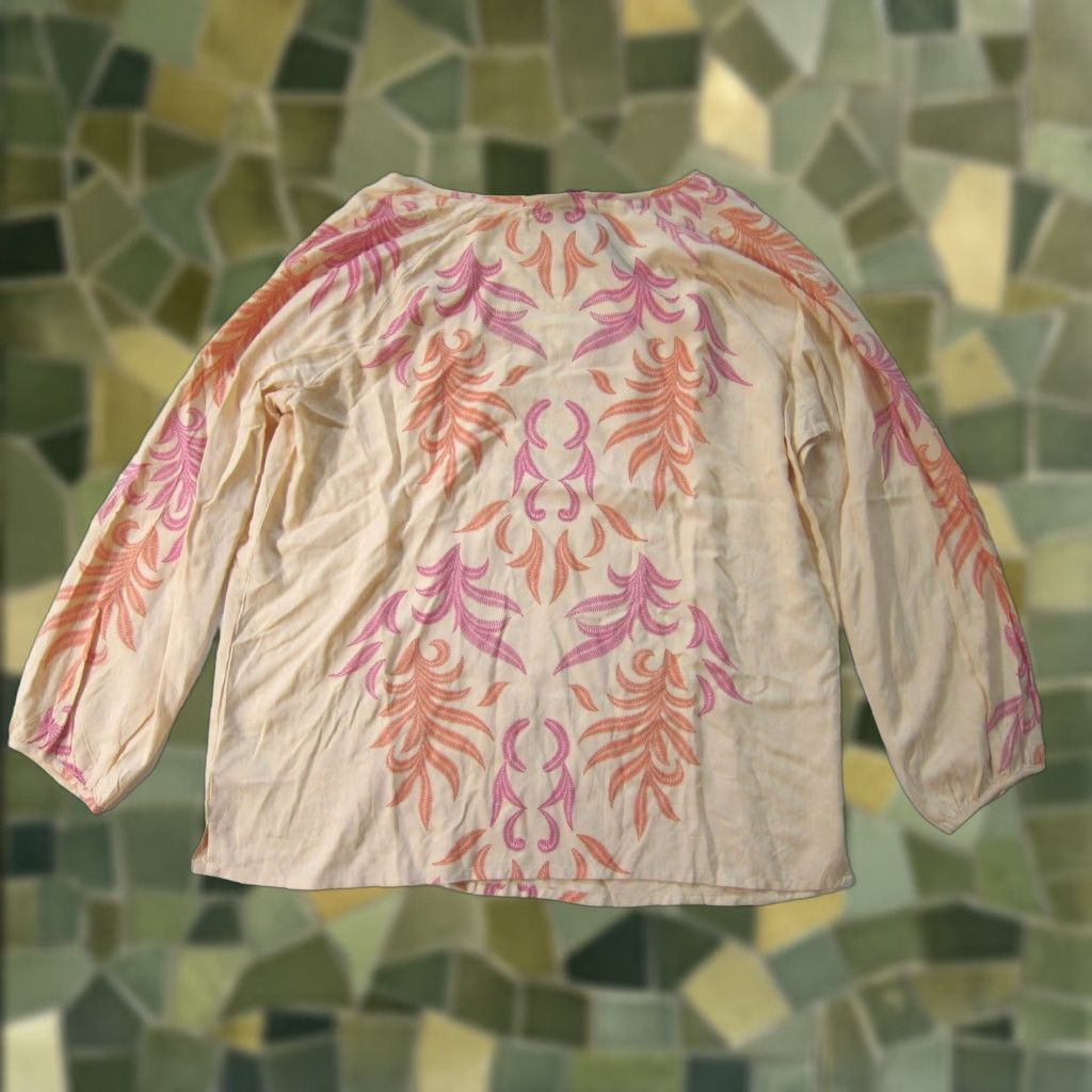 Vintage NWT Lascana 100% Rayon Peach Pink Orange Long Sleeve Peasant Blouse Women 12 Size XL / US 12-14 / IT 48-50 - 1 Thumbnail