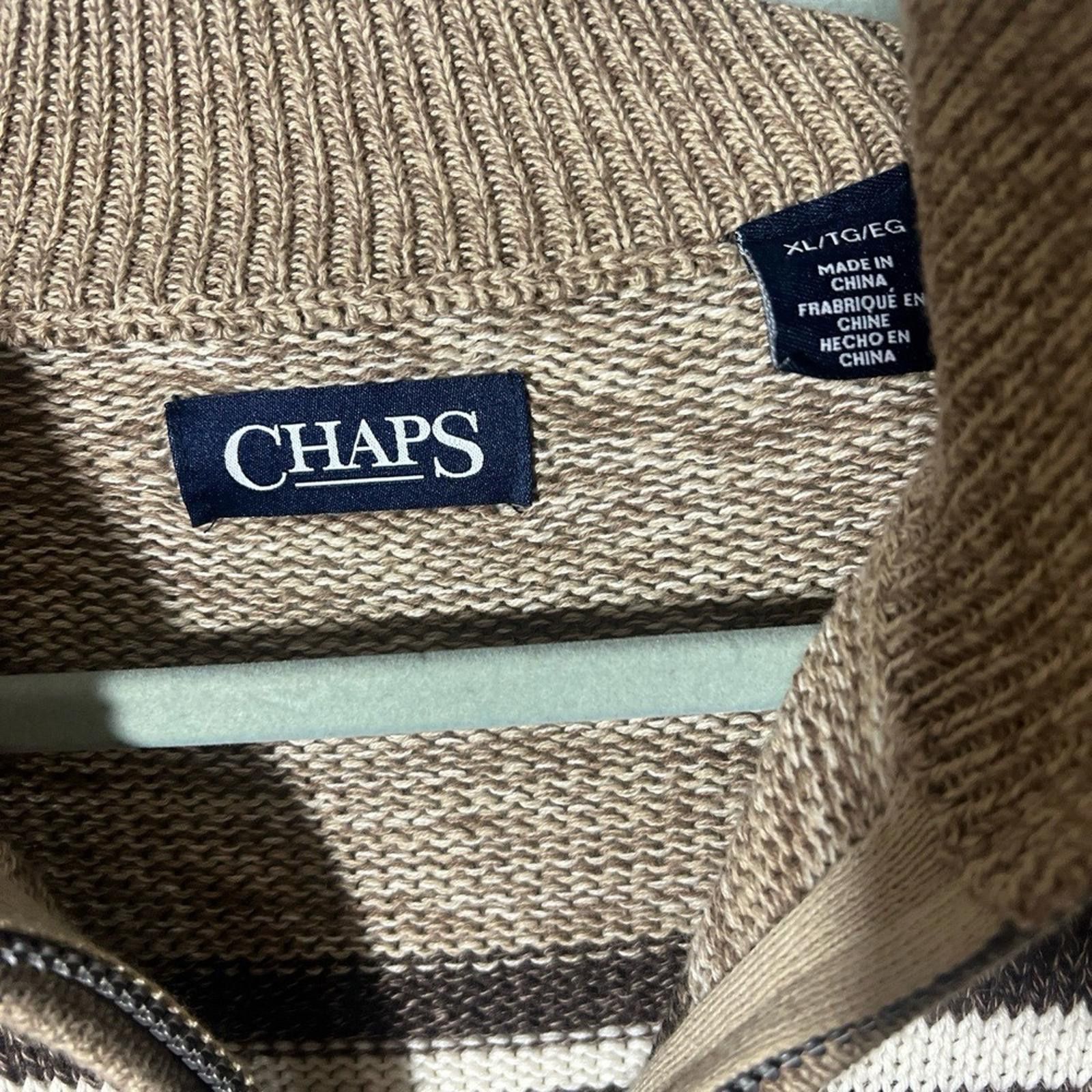 Chaps Chaps XL Striped Quarter-Zip Pullover Sweater Mock Neck Size US XL / EU 56 / 4 - 4 Thumbnail