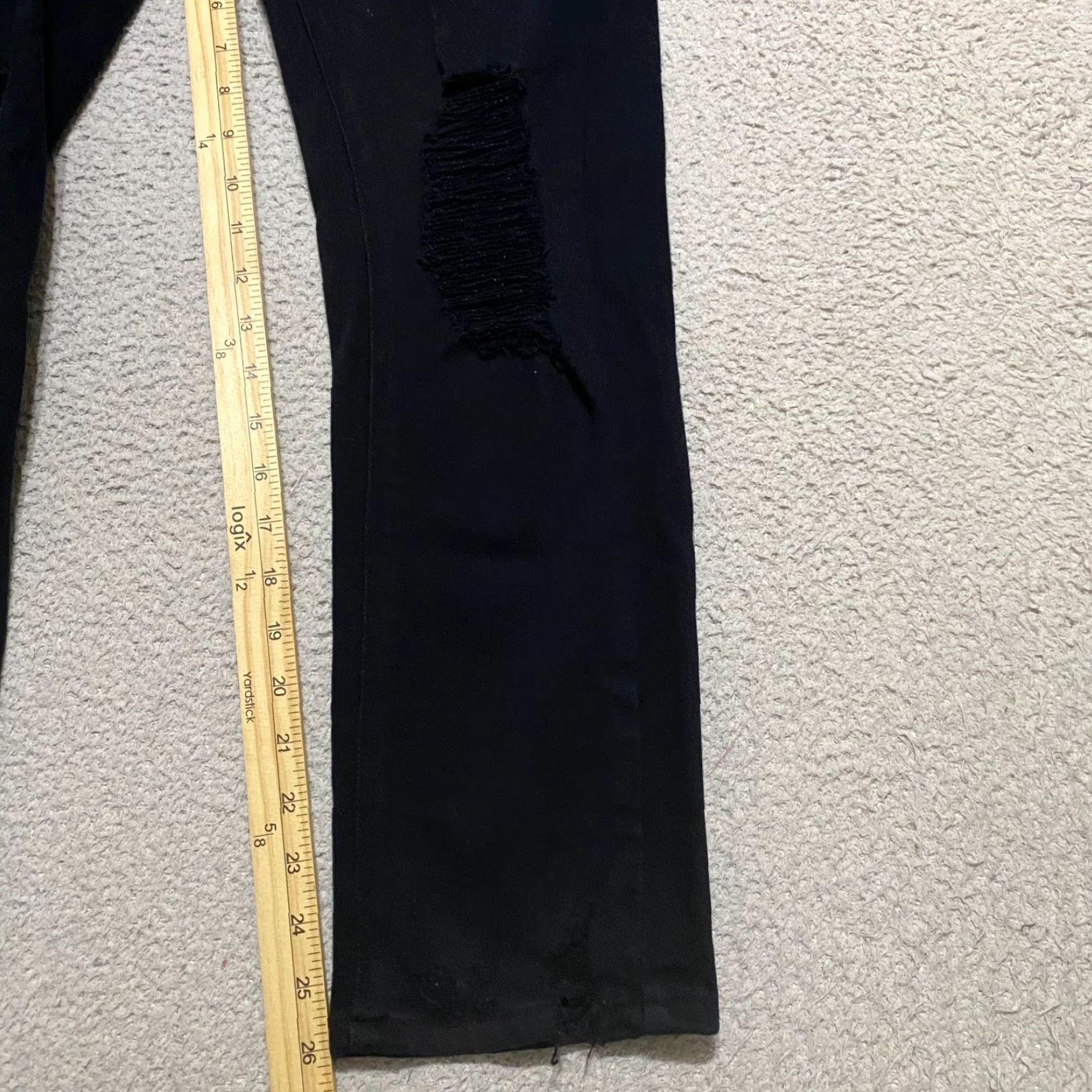 Vintage KanCan Jeans Black Denim Dark Wash Straight High Rise Distressed Womens Size 7 Size 28" / US 6 / IT 42 - 6 Thumbnail