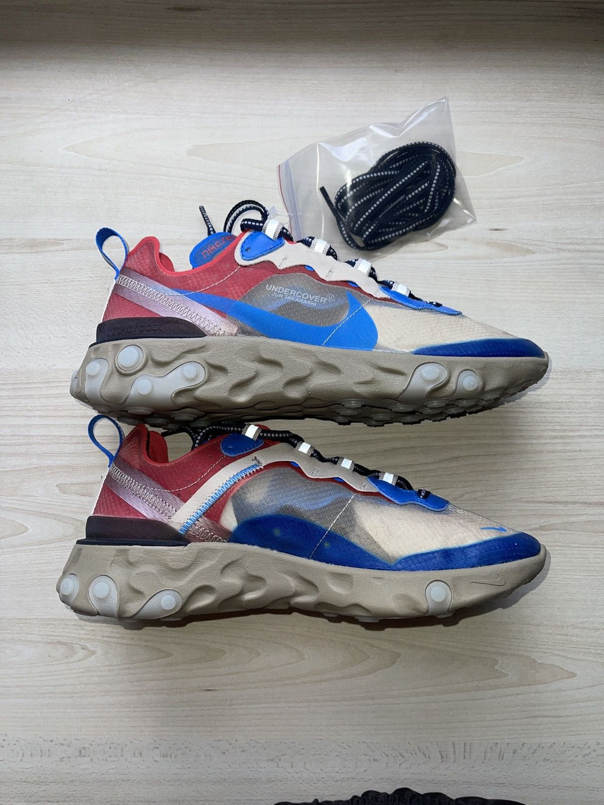 Nike × Undercover Nike React Element 87 Undecover Beige Chalk/Signal Blue US7 Size US 7 / EU 40 - 5 Thumbnail