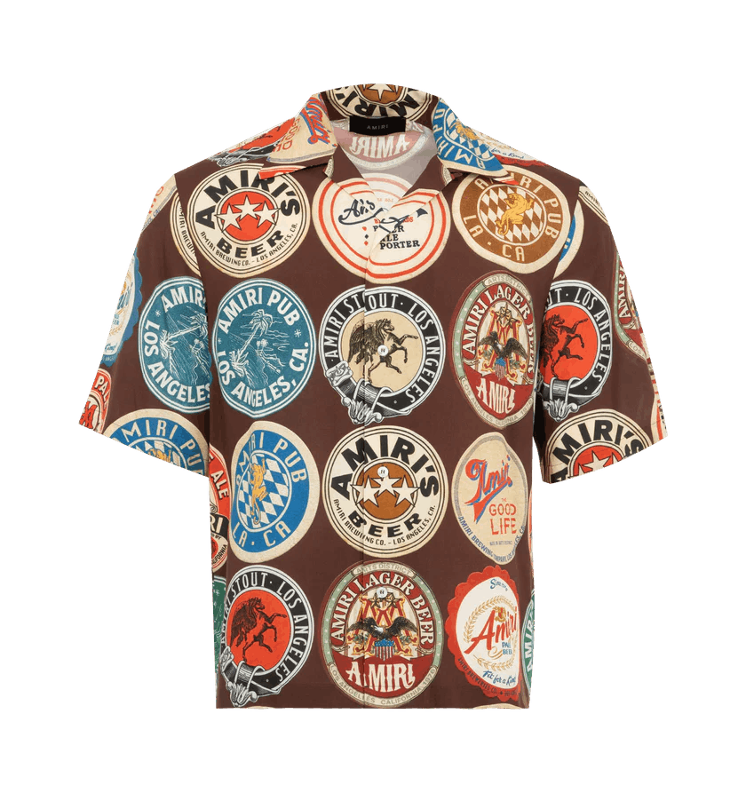 Amiri o1h1sh10525 Coasters Bowling Shirt in Brown Size US S / EU 44-46 / 1 - 1 Thumbnail