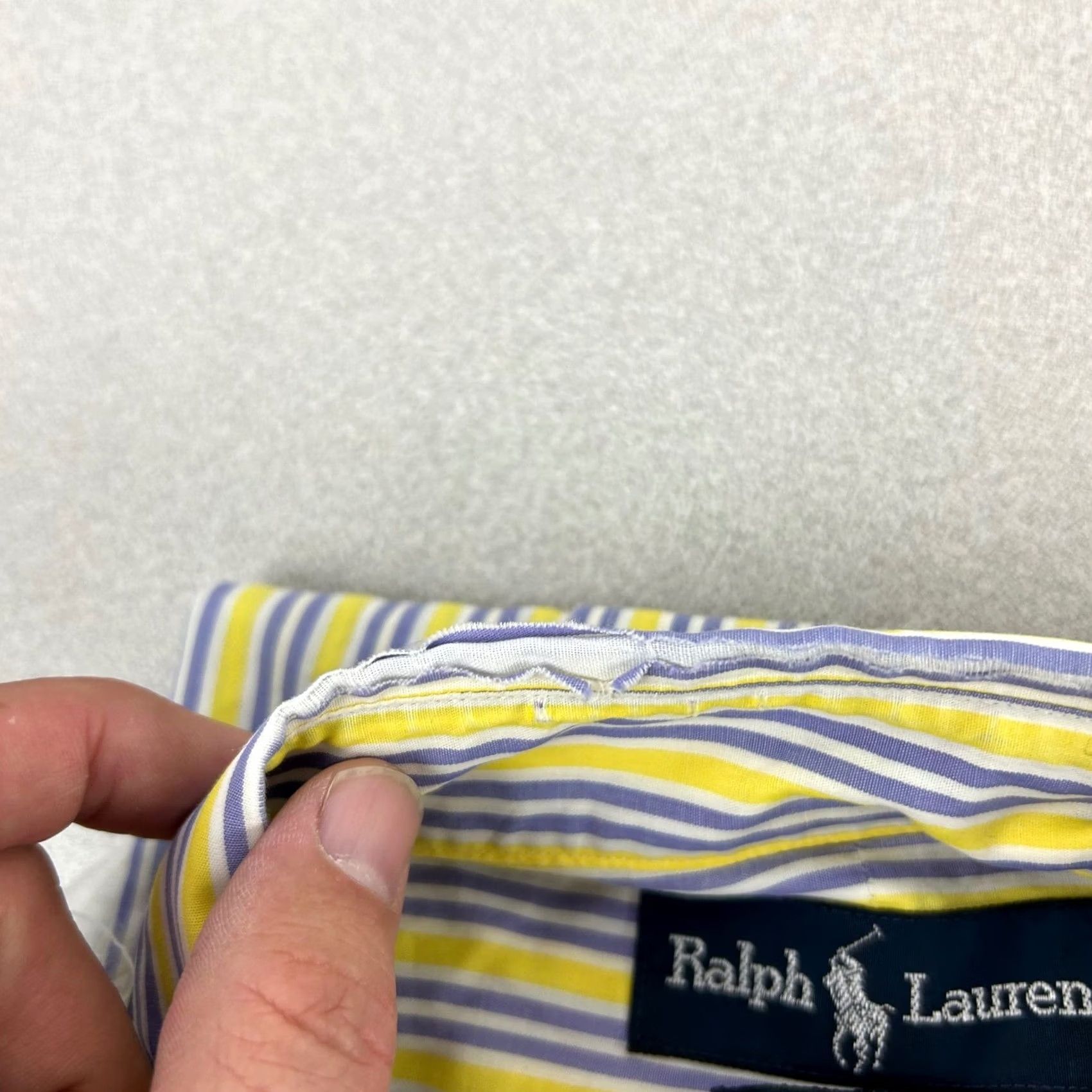 Ralph Lauren Ralph Lauren Blake Striped Shirt Mens Large Yellow Purple Short Sleeve Button-Down Button-Up Embroidered Pony Casual Summer Cotton Size US L / EU 52-54 / 3 - 4 Thumbnail