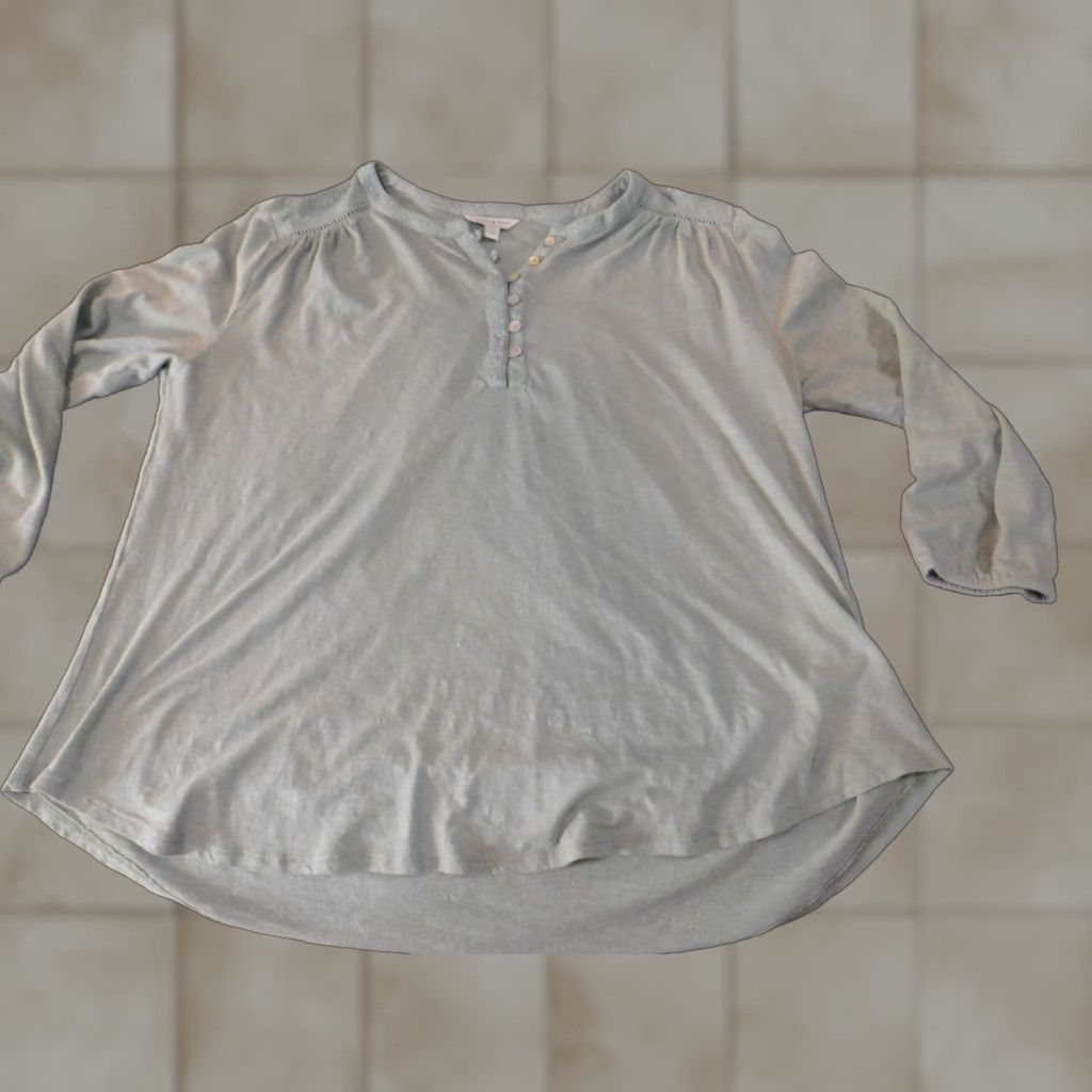 Lucky Brand Lucky Brand top Womens Large green Henley Pullover button casual classic Shirt Size L / US 10 / IT 46 - 1 Thumbnail