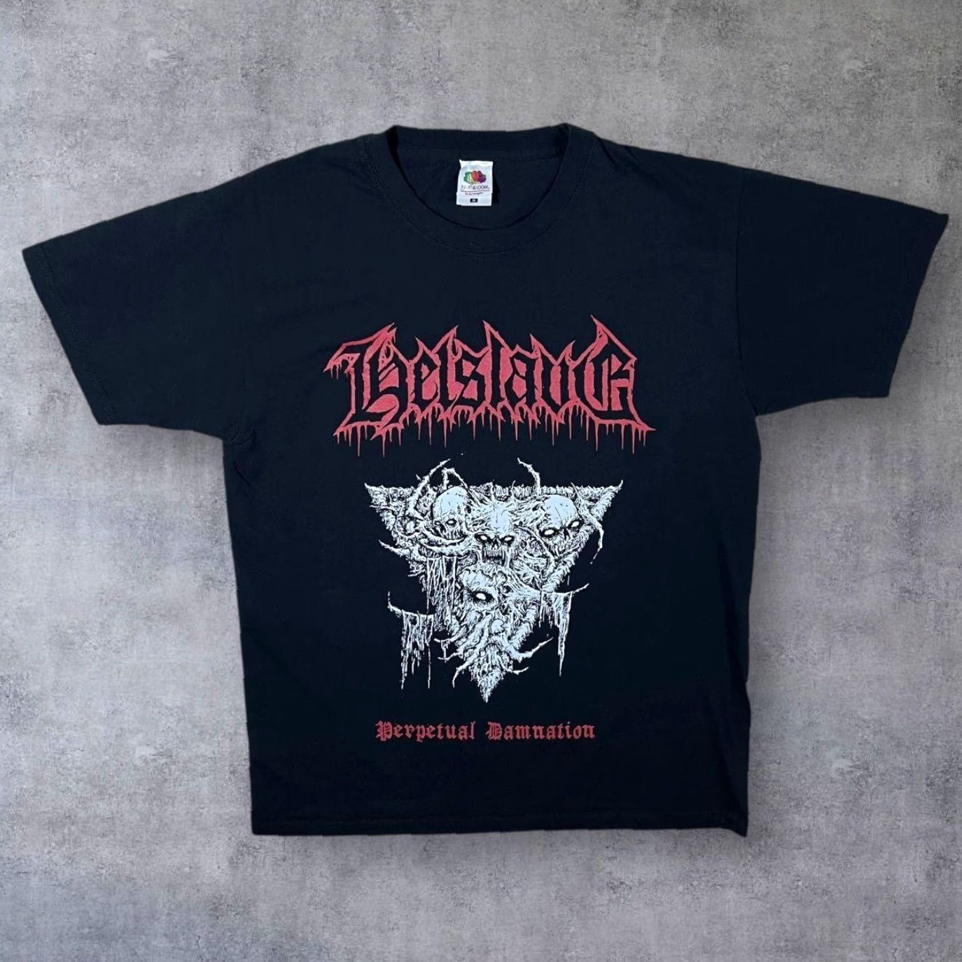 Fruit Of The Loom Helslave "Perpetual Damnation" Melodic Death Heavy Metal Band Black T-Shirt M Size US M / EU 48-50 / 2 - 2 Thumbnail
