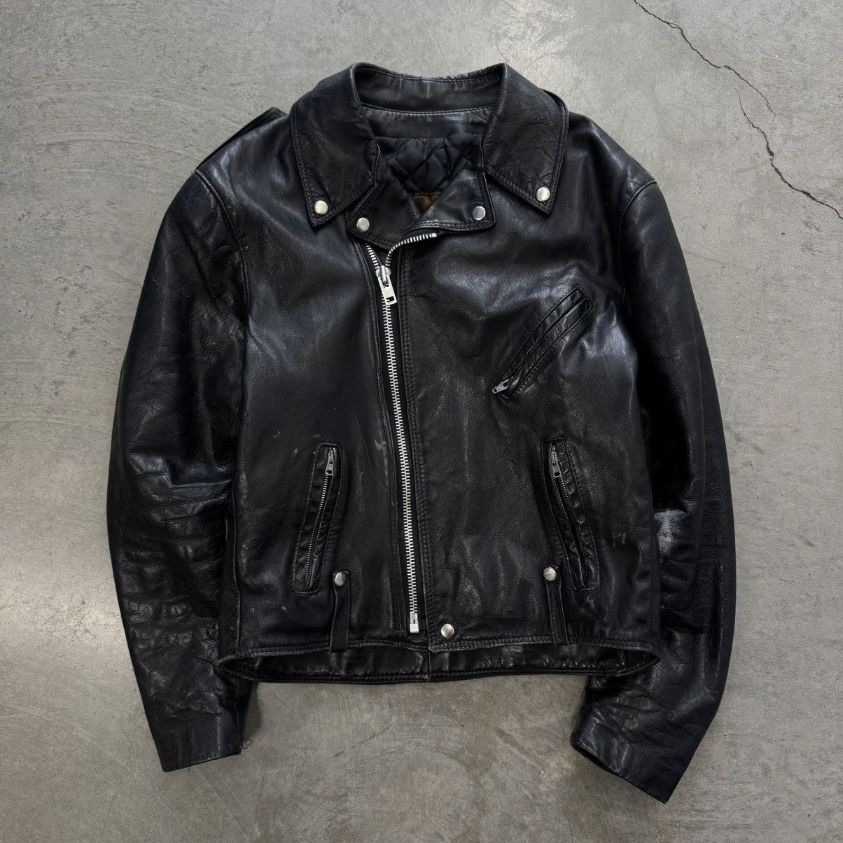 Vintage Vintage 1960s Moto Style Heavy ERD Style Punk Leather Jkt Size US S / EU 44-46 / 1 - 1 Thumbnail