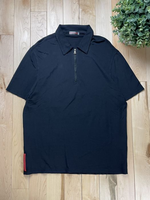 Prada Vintage Prada Sport Linea Rossa Logo Quarter Zip Polo | Grailed