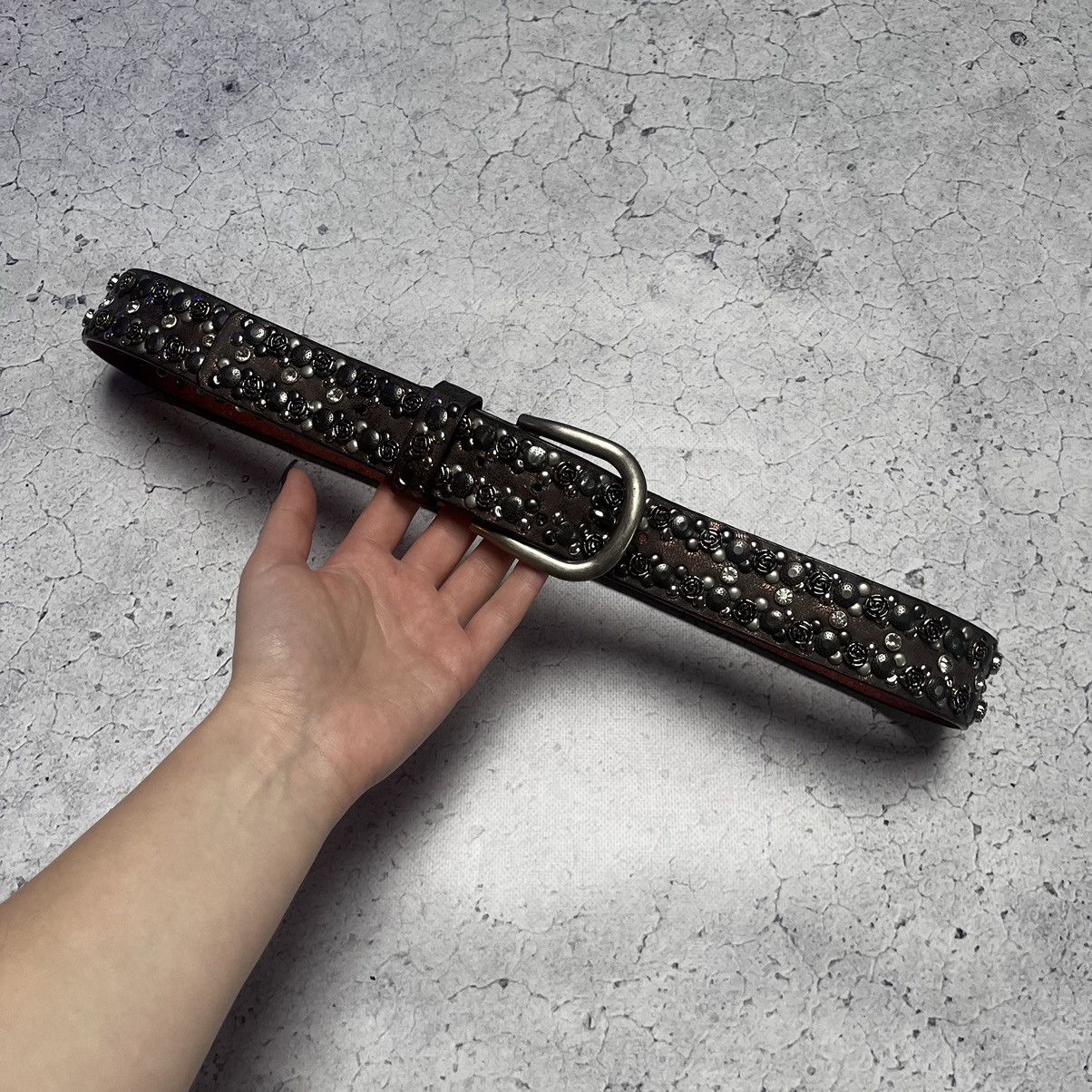 Designer × Vintage B.B. Simon Style Leather Belt With Crystals Avant Garde Size ONE SIZE - 4 Thumbnail