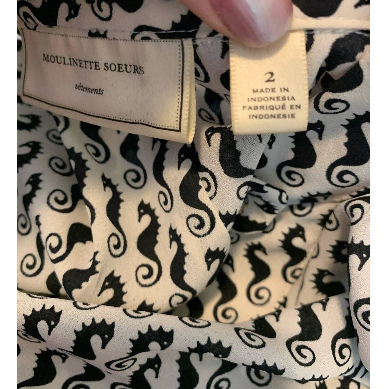 Anthropologie Moulinette Soeurs seahorse print button down blouse size 2 Size XS / US 0-2 / IT 36-38 - 3 Thumbnail