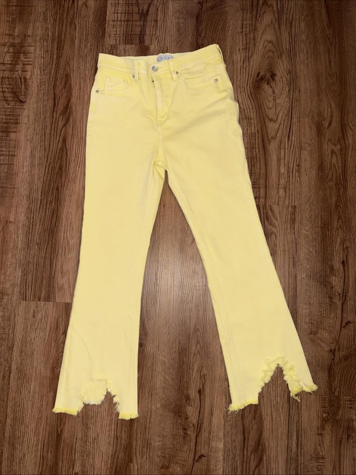 Other Saige Denim Jeans Sz 7/28 Yellow Boot Distressed Hem Stretch Size 28" / US 6 / IT 42 - 1 Thumbnail