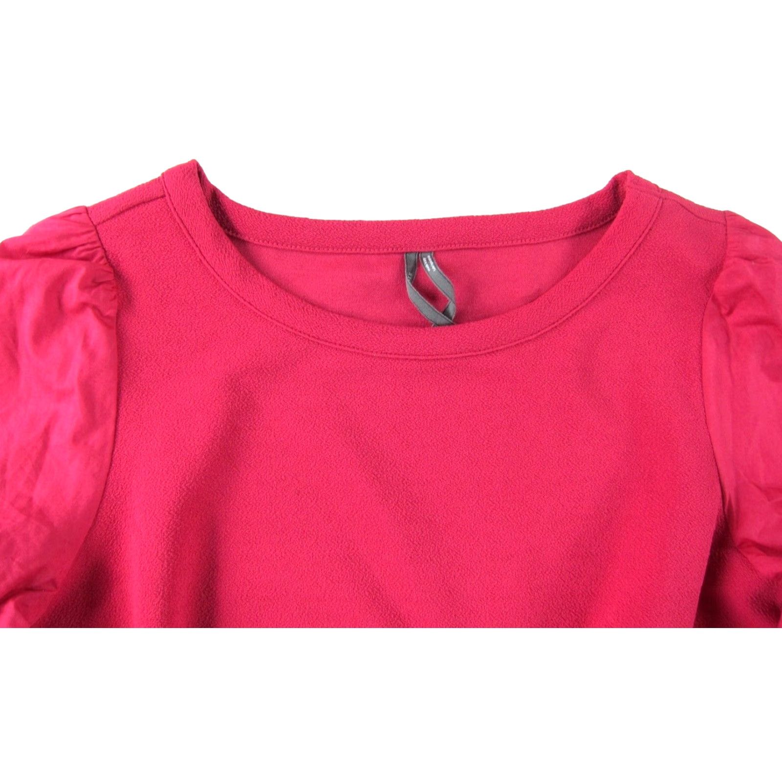 Anthropologie Anthropologie Blouse Women's M Magenta Pink Stretch Round Neck Long Sleeve Blueprint: Solid Color, Cotton Blend, Polyester, Spandex Size M / US 6-8 / IT 42-44 - 4 Thumbnail
