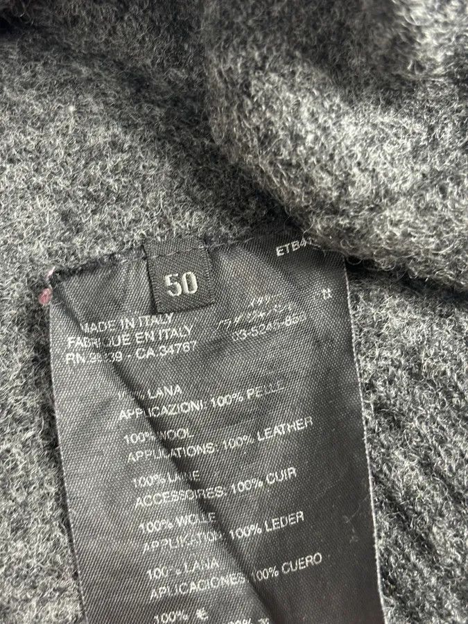 Prada 2000s Prada Grey Wool Leather Elbow Patch Sweater Size S / US 4 / IT 40 - 9 Thumbnail