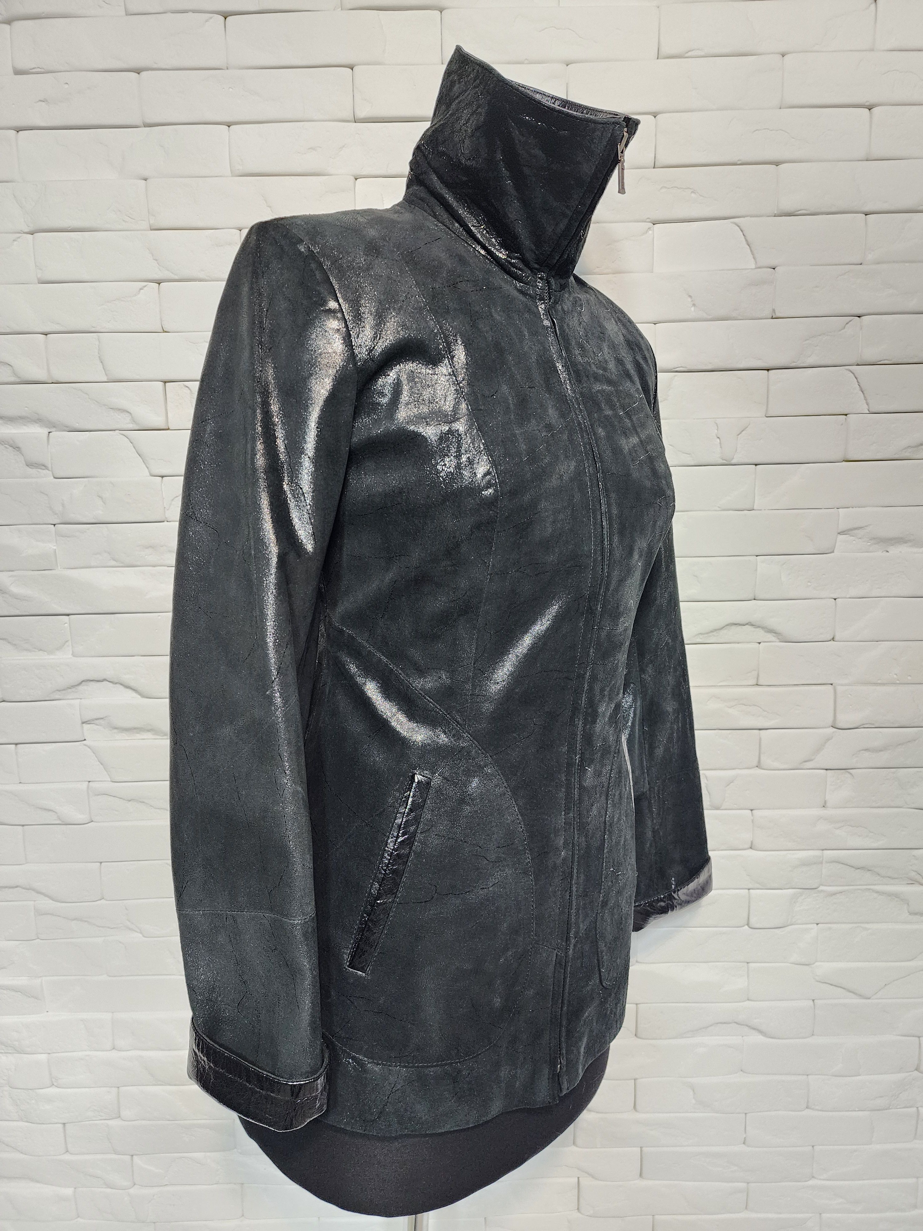 Designer Black Genuine Leather Jacket Size M / US 6-8 / IT 42-44 - 4 Thumbnail