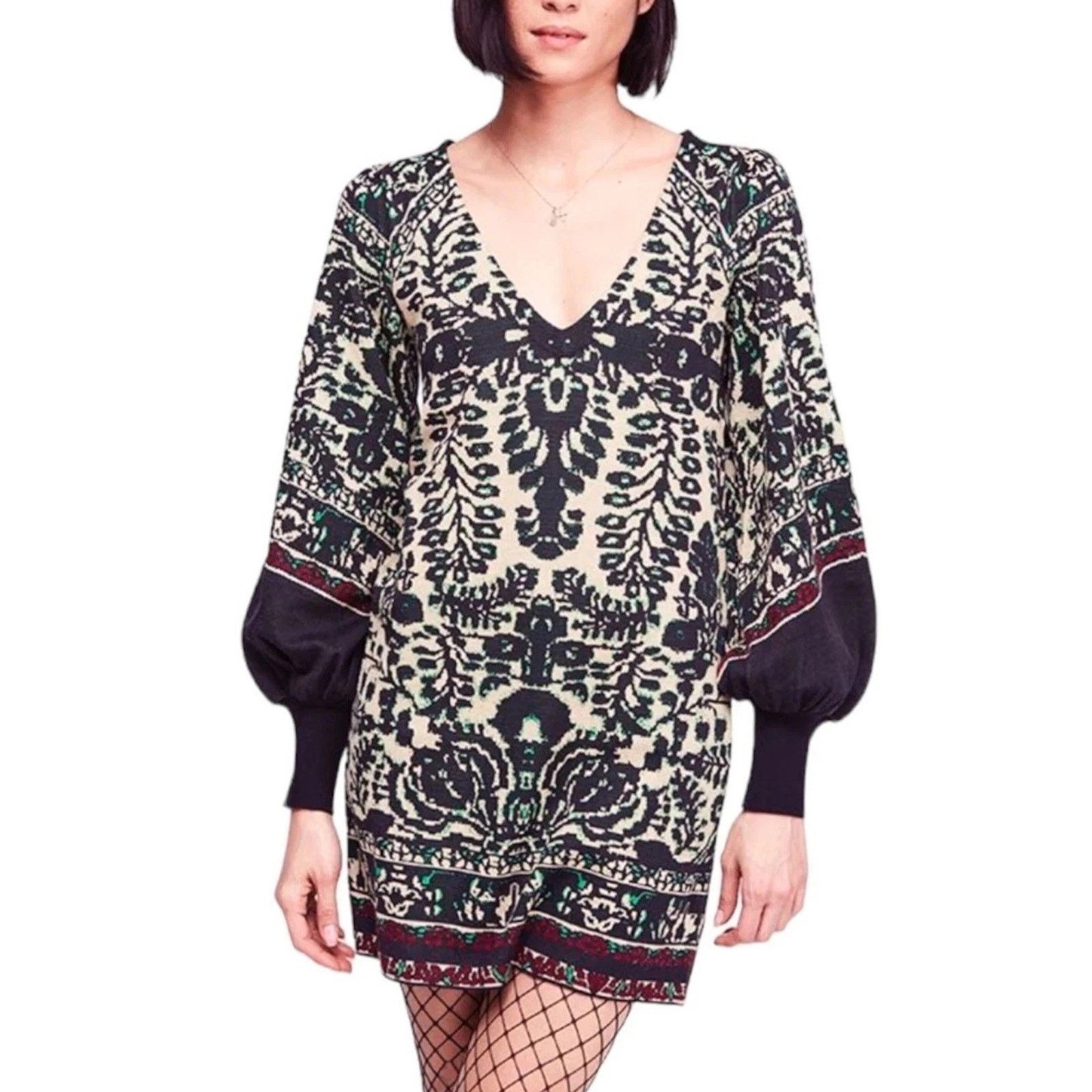 Free People Free People Black Music Lyrics knitted Y2K Dress S/P A003241 Size S / US 4 / IT 40 - 1 Thumbnail