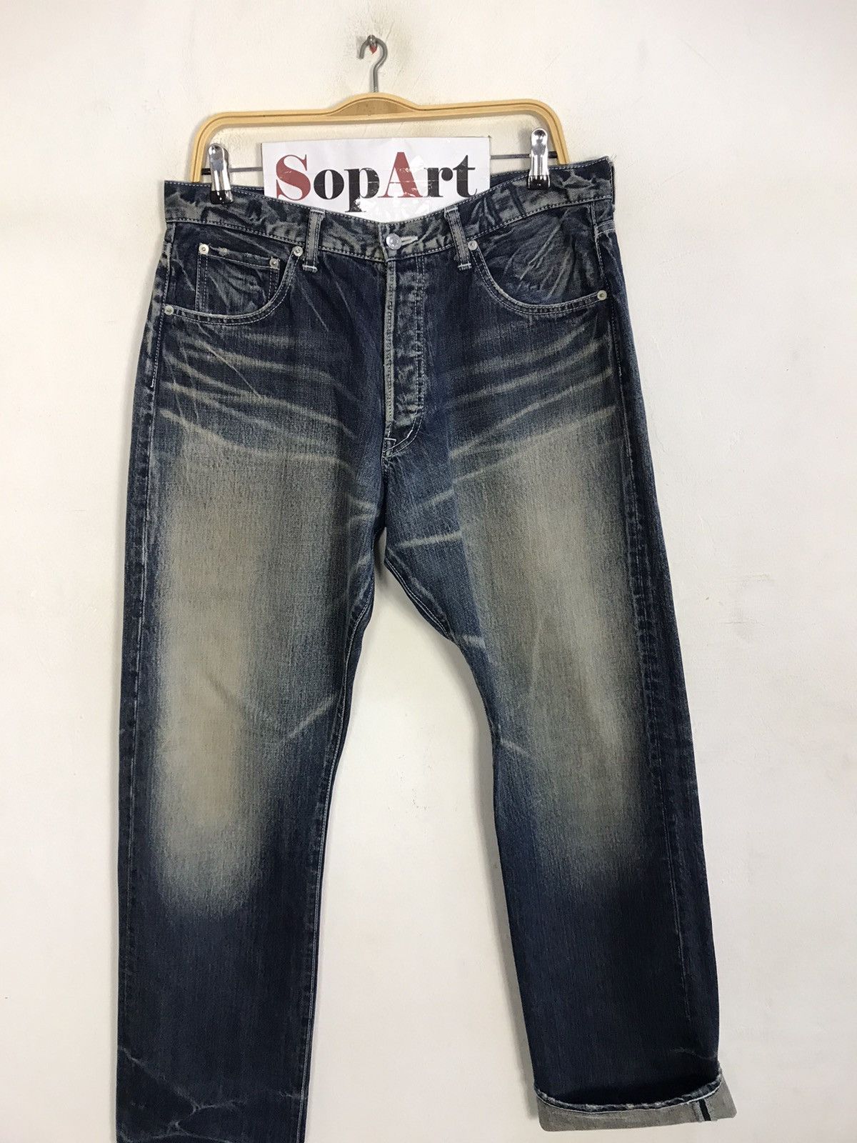 Japanese Brand Vtg Swagger Light Wash The Back Side Logo Money Jeans Size US 34 / EU 50 - 3 Thumbnail