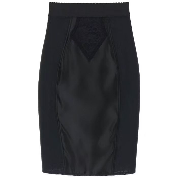 image of Dolce Gabbana O1S22I1N0424 Mini Satin Powernet Skirt In Black, Women's (Size 32)