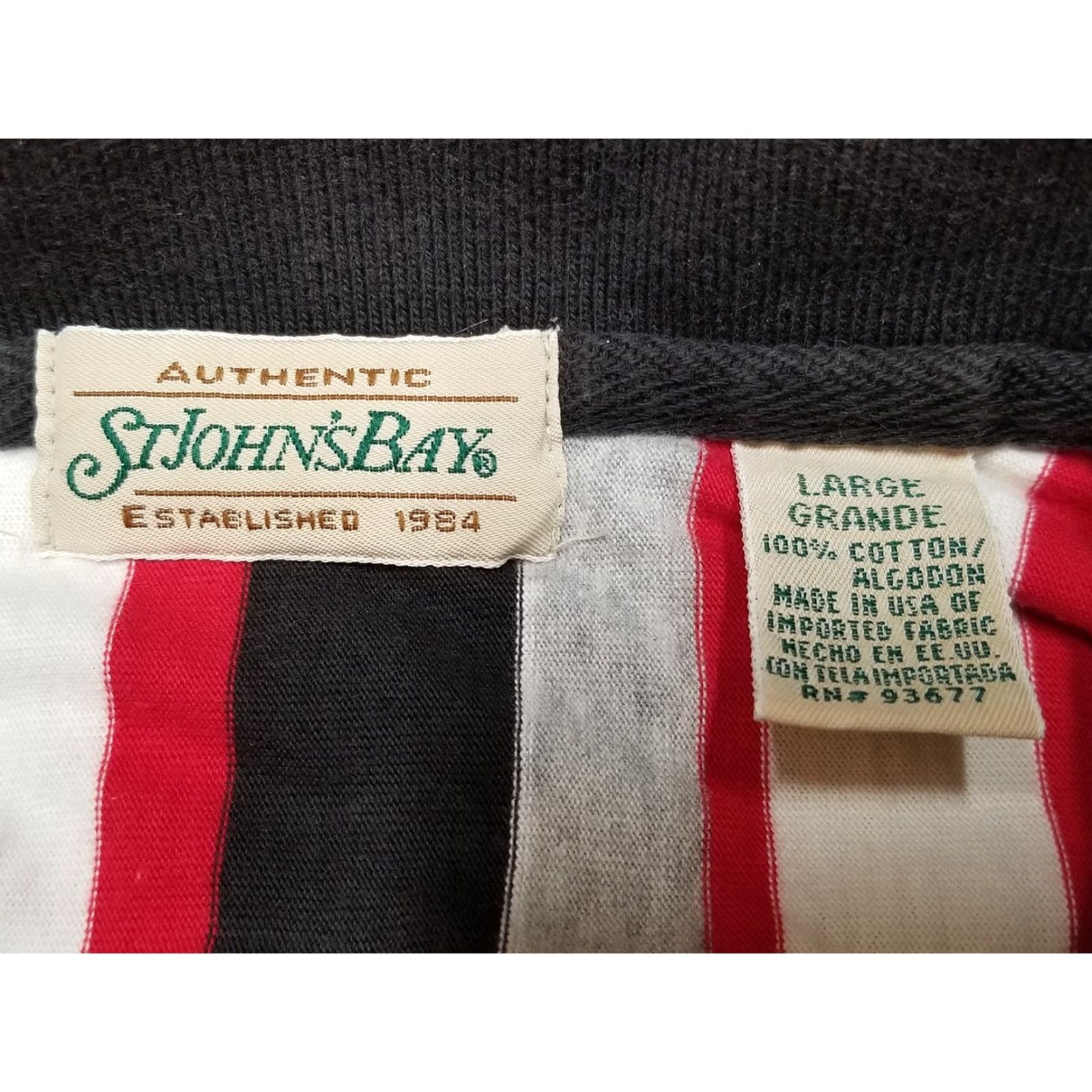 Vintage VINTAGE St. Johns Bay Polo Shirt Mens Large Red Striped 100% Cotton Casual Shirt Mens Large Red Striped 100% Cotton Size US L / EU 52-54 / 3 - 6 Thumbnail