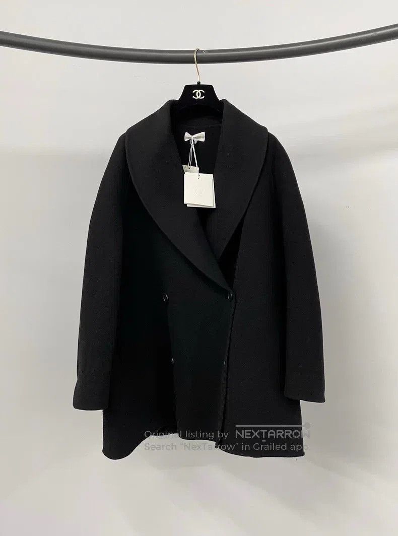 The Row Short Black Overcoat