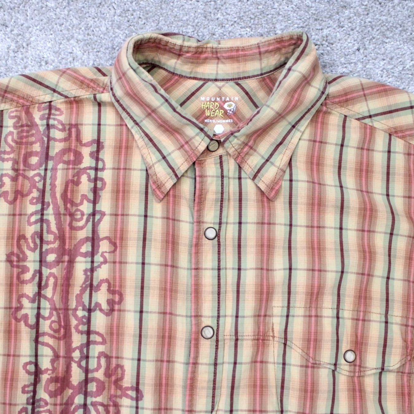 Mountain Hardwear Mountain Hardwear Shirt Mens XL Brown Plaid Geometric Cotton S/S Hummer logo Size US XL / EU 56 / 4 - 6 Thumbnail