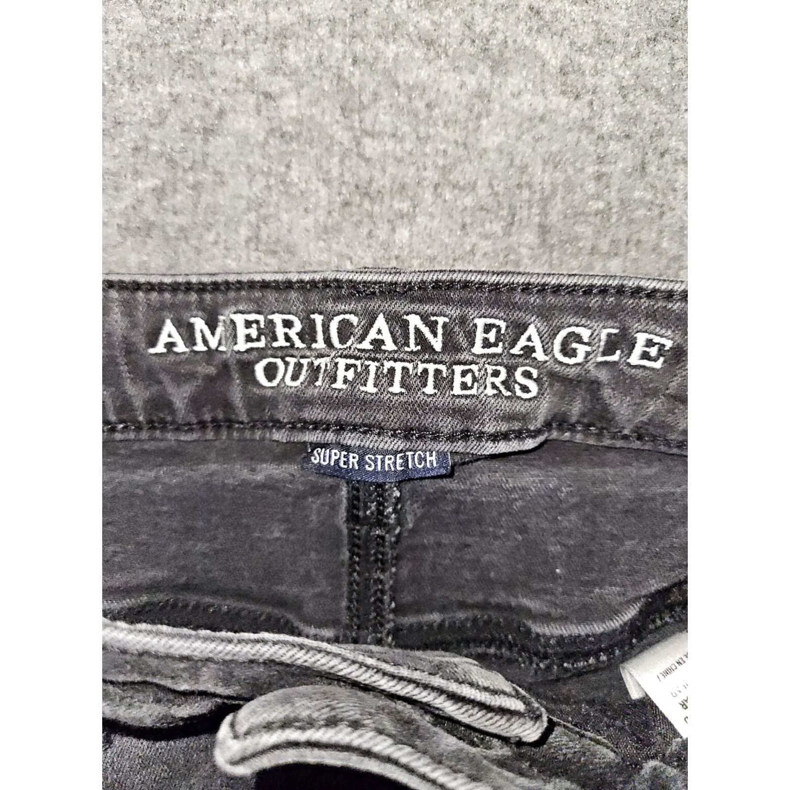 American Eagle Outfitters American Eagle Super High Rise Jeans Womens Dark Black Denim Distressed Jegging 2 Size Size 26" / US 2 / IT 38 - 2 Thumbnail