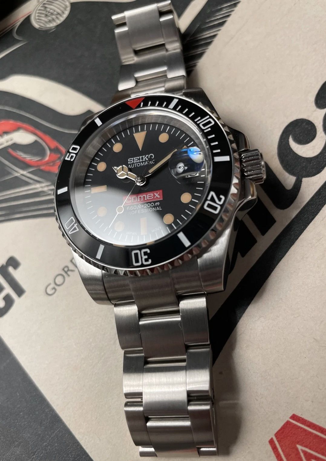 Japanese Brand Seiko Mod Submariner Comex Black Dial Steel Watch 41mm Size ONE SIZE - 2 Thumbnail