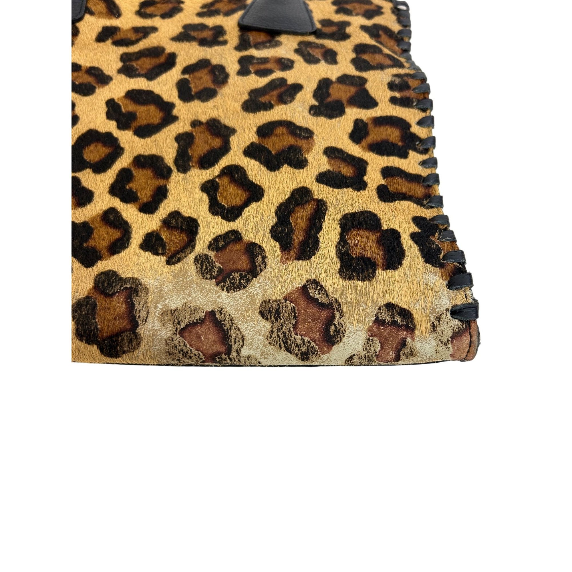 Other Claudia Firenze Leopard Print Calf Hair Black Leather Tote V Size ONE SIZE - 8 Thumbnail