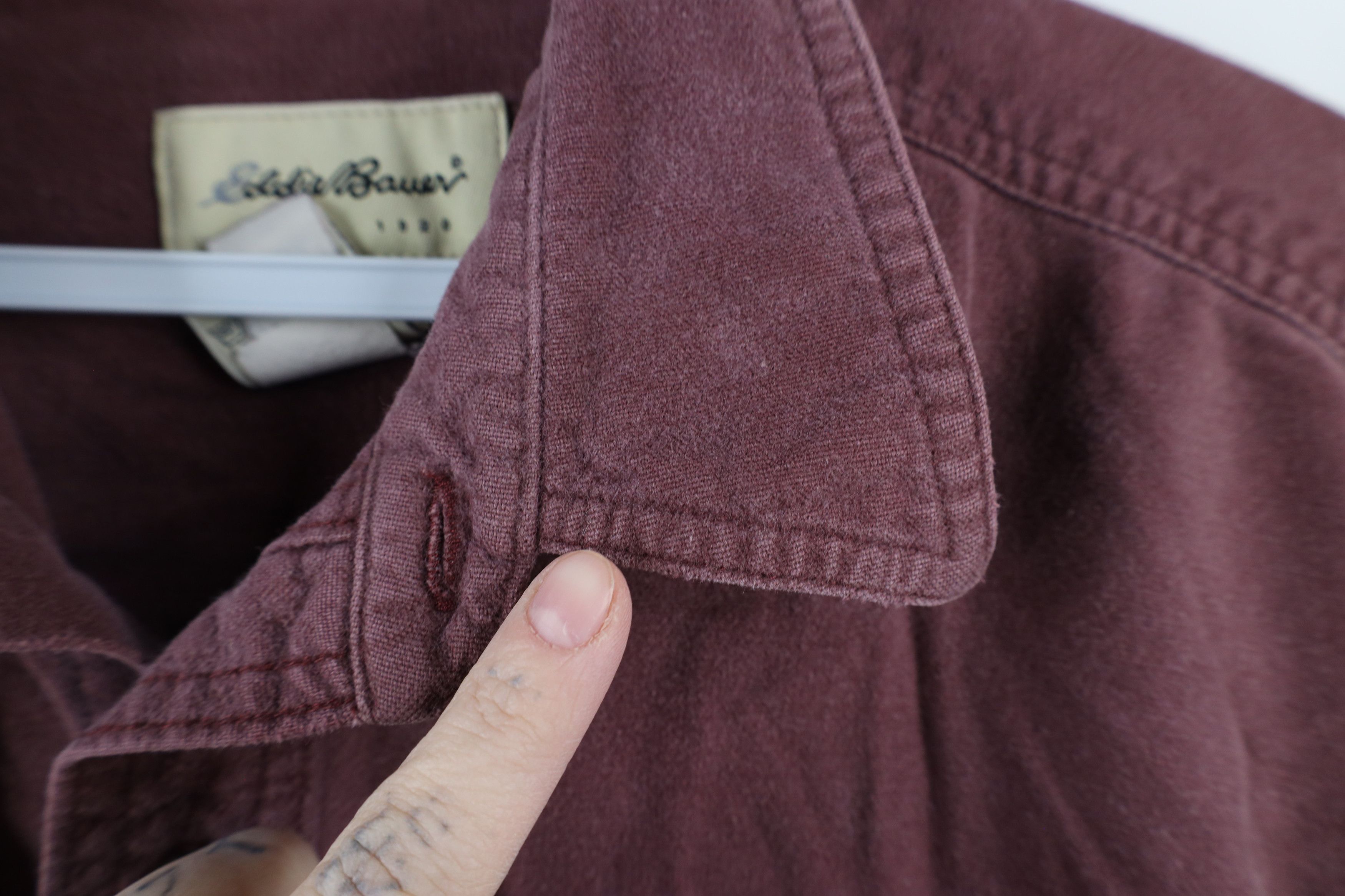 Eddie Bauer × Vintage Vintage 90s Eddie Bauer Chamois Cloth Button Shirt Burgundy Size US M / EU 48-50 / 2 - 4 Thumbnail