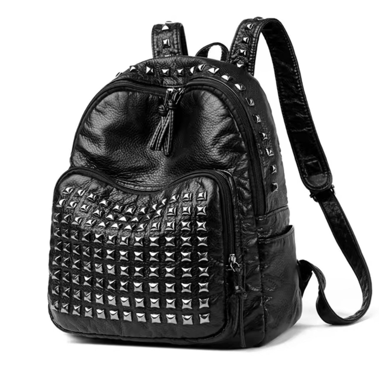 Other Punk Gothic PU Leather Rivets Capacity Black Backpack Size ONE SIZE - 1 Thumbnail