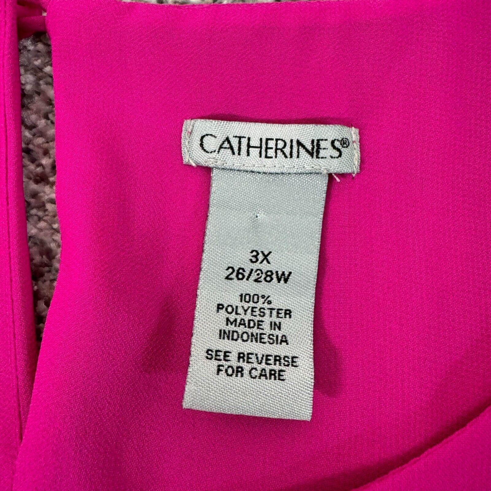 Other Catherines Dress 3X Plus Chiffon Flowy Pleated Barbiecore Size 3XL / US 20-22 - 5 Thumbnail