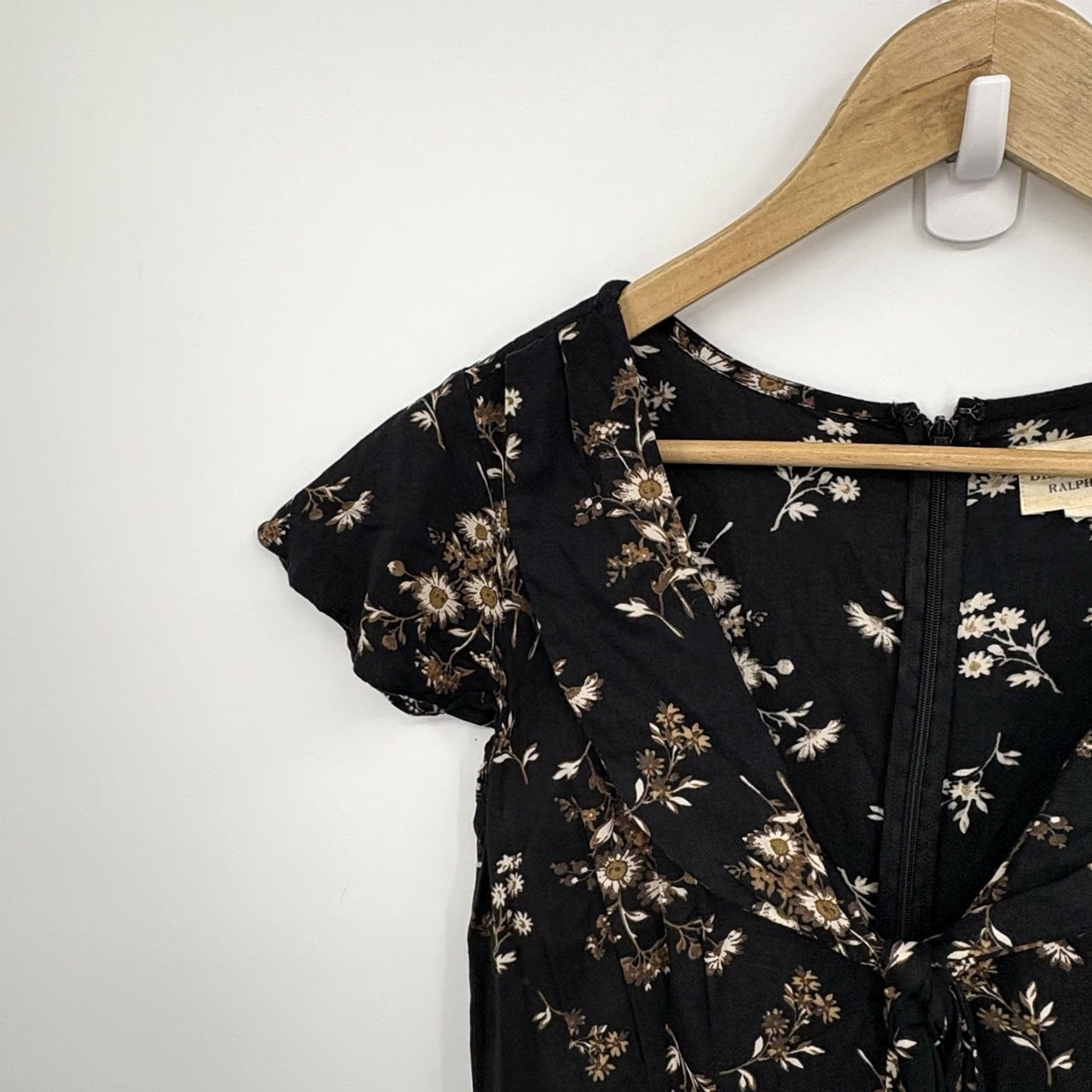 Ralph Lauren VINTAGE Denim Supply Ralph Lauren Dress Short Sleeve V-Neck Pullover Floral 90s Bohemian Gothic Grunge Fit & Flare Women 4 Black Size S / US 4 / IT 40 - 3 Thumbnail