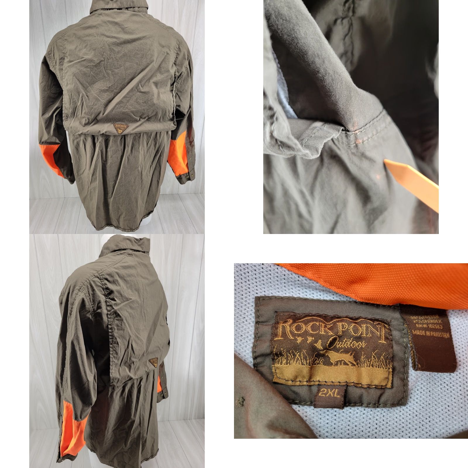 Vintage Rock Point Outdoors Circle M Plantion Hunting Shirt Sz 2XL Green Orange Vented Mens Shirt Size US XXL / EU 58 / 5 - 8 Thumbnail
