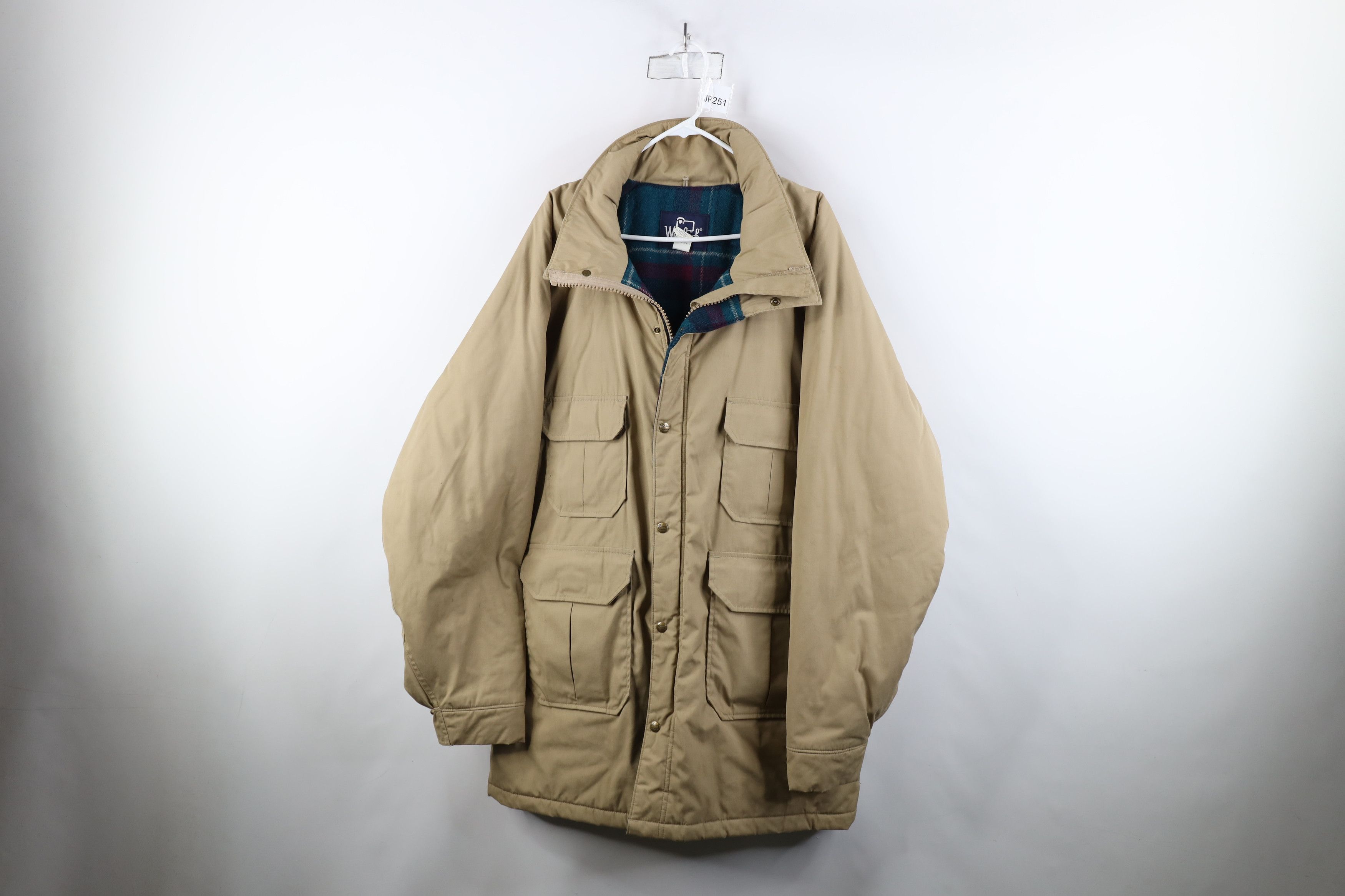 Vintage × Woolrich Woolen Mills Vintage 90s Woolrich Lined Full Zip Parka Jacket Beige USA Size US XL / EU 56 / 4 - 1 Thumbnail