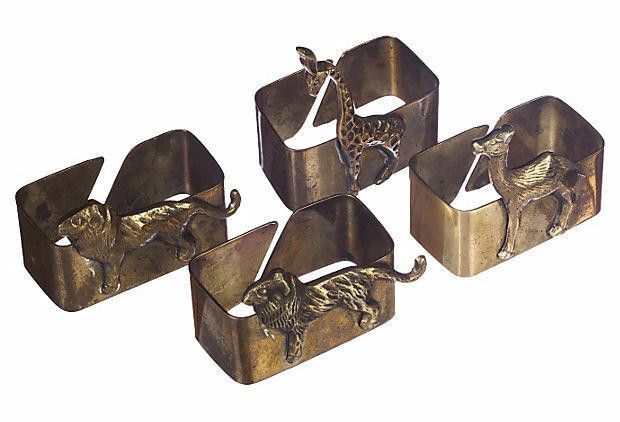 Designer Brass Safari Napkin Holders, S/4 Size ONE SIZE - 1 Thumbnail