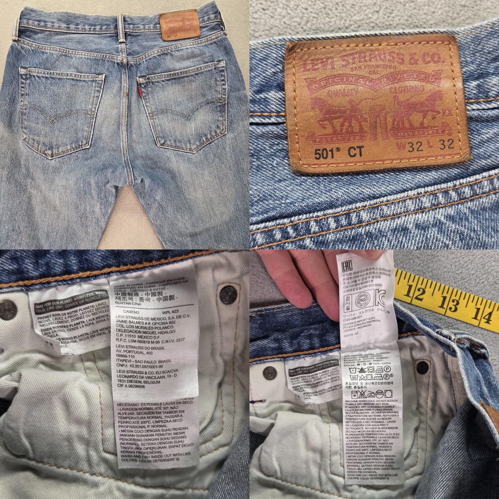 Levi's VINTAGE Levis 501 Jeans Mens Selvedge Medium Blue Tapered Whiskers Honeycomb Fits 30x31 Size US 30 / EU 46 - 10 Thumbnail